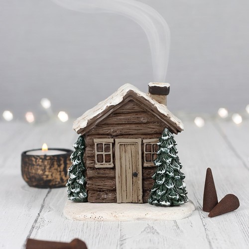 Winter christmas log cabin fir - winter,